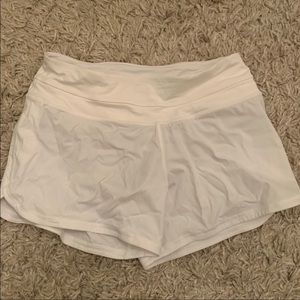 Lululemon White Long Run Shorts